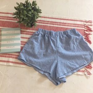 Blue and white pin stripe flowy shorts